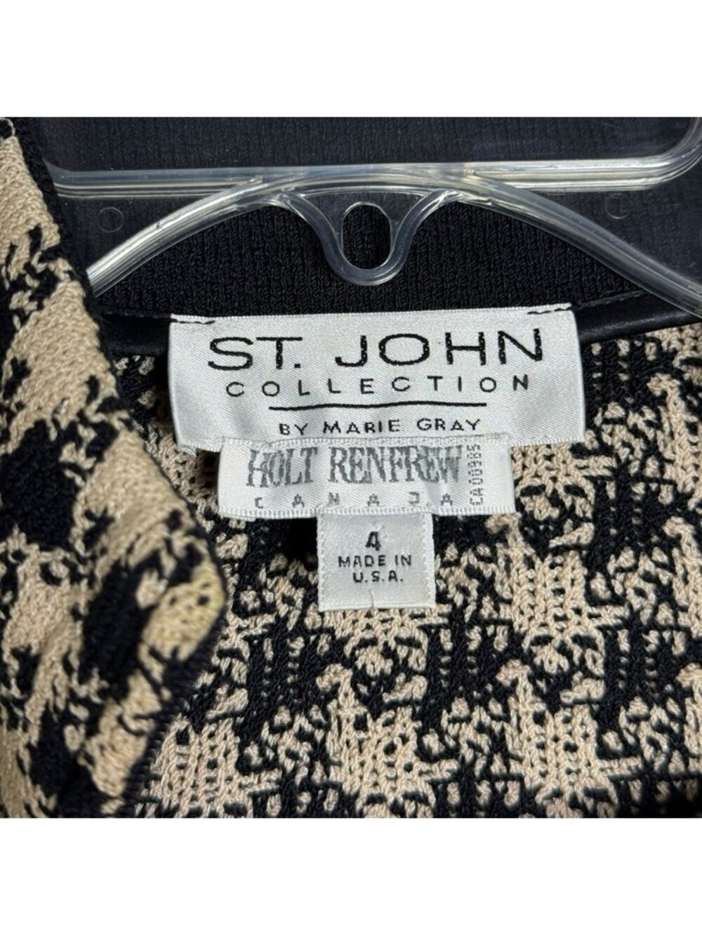 St. John Houndstooth Santana Knit Two Piece Skirt Suit Set - Jacket 4 Skirt 8 - Picture 8 of 11